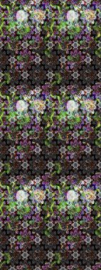 Yapraklı çizim şekli. Şirin, zarif çiçekler Raster illüstrasyonu. Tekstil için figür. Davetiye ve kartpostal tasarımı için dekoratif çiçek unsurları. Poster veya kapak için arkaplan.