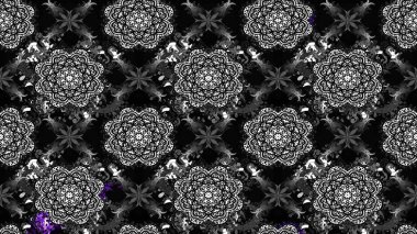 Vadinin gri renkli çiçekleri. Soyut etnik raster çizim kalıbı. Çiçekler..