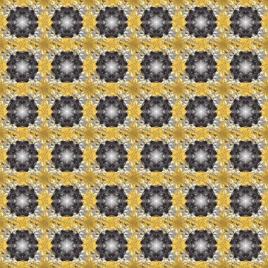 Duvar kâğıdı için altın süslü bir illüstrasyon. Doğu tarzında klasik tasarım öğesi. Süslü dantel iz sürücü. Çiçek süslemeli Raster eskiz deseni. Gri, sarı ve bej renklerde Arapça dekoru.