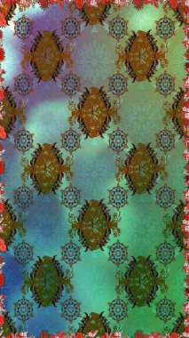 Raster illüstrasyonu. Kusursuz Chichi kumaş deseni. Düz Çiçek Elementleri Tasarımı. Renkli Bahar Temalı Kusursuz Arkaplan. Çiçek deseni.