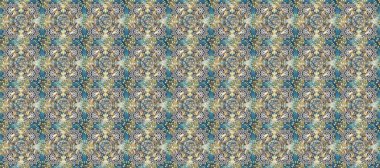 Davetiyeler, kartlar, web sayfası için Raster illüstrasyon. Doğu tarzı element. Altın element gri, nötr ve mavi renklerde. Çizgi sanatı tasarım şablonu için kusursuz sınır. Altın çizgili çiçek dekoru.