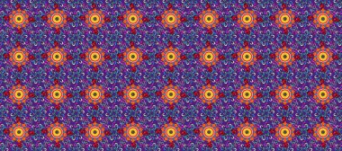 Siyah ve mor renklere karalamalar çizen kusursuz çiçek deseni. Raster illüstrasyonu.