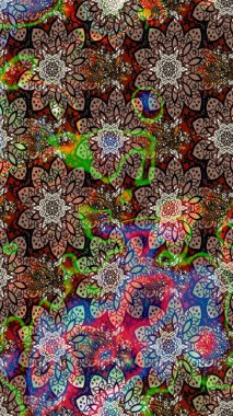 Kahverengi ve bej renkli çiçekler. Raster illüstrasyonunda çiçek deseni çizimi.