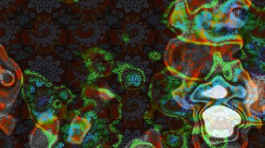 Raster illüstrasyonu. Şirin çiçek elementleri. Robot resim. Gri ve kahverengi renkte çiçekler.