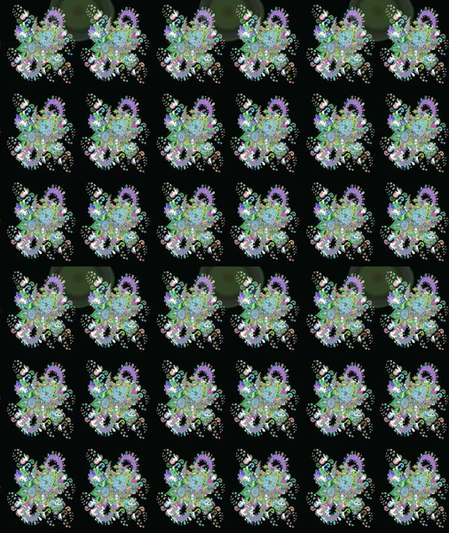 Çiçekli karalama şeklinde Raster çiçek deseni. Yumuşak, bahar çiçekli arka plan. Siyah ve yeşil renkte çiçekler.