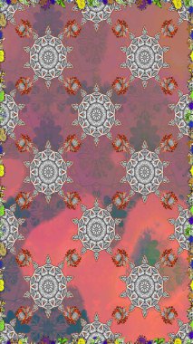 Pembe ve gri renkli çiçekler. Raster düz çiçekleri pürüzsüz desen. Tasarım hediye paketi, tebrik kartları, posterler ve afiş tasarımı.