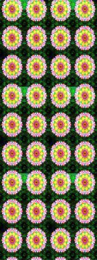 Raster illüstrasyonu. Küçük çiçekteki sevimli çiçek deseni. Yeşil ve sarı renkte çiçekler.