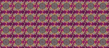 Kusursuz desenli altın elementler. Kart, duvar kağıdı, ambalaj ve tekstil için klasik tasarım. Mor, gri ve kahverengi renklerin kraliyet retro 'su. Raster illüstrasyonu. Klasik çiçek dokusu. Altın şablon.