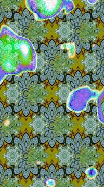 Raster illüstrasyonundaki çiçek desenli çizim. Suluboya tarzında yeşil renkte çiçekler.