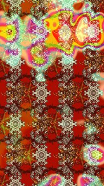 Raster illüstrasyonu. Çiçek deseni. Kahverengi renkte çiçek eskizi. Kahverengi renkli çiçekler. Şatafatlı bahar bahçesi dokusu.