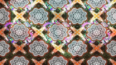 Miles Fleur, süslü püslü bir süs. Kumaş, tekstil, duvar kağıdı baskısı için. Eskiz geçmişi. Tomurcukları papatya çiçekleri olan sevimli bir çiçek deseni. Eski usul. Raster illüstrasyonu.