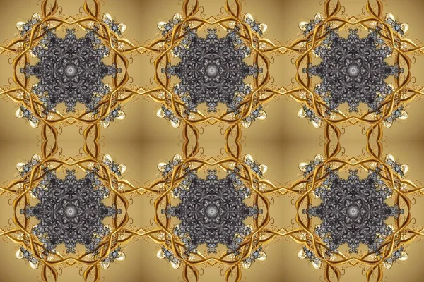 Barok tarzında kusursuz bir doğulu süsü. Bej, gri ve kahverengi renkler üzerine geleneksel altın desenli Raster.