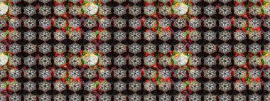 Renkli Bahar Teması eskiz kalıbı. Raster illüstrasyonundaki çiçek desenli çizim. Süslü kumaş deseni. Düz Çiçek Elementleri Tasarımı.