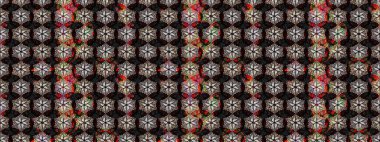 Siyah ve kahverengi renkte çiçekler. Sevimli çiçek raster deseni. Düz Çiçek Elementleri Tasarımı. Renkli Yaz Teması çizim şablonu.