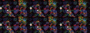 Çiçekli karalama şeklinde Raster çiçek deseni. Siyah ve mor renkli çiçekler. Nazik, narin çiçek arkaplanı.