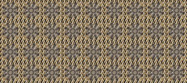 Altın karalama fantezi yapraklarından Raster soyut çiçek çelengi ve kahverengi, bej ve gri renkte çiçek. El yapımı dekoratif çerçeve, albüm kapağı, tebrik kartı, klasik Art deco tarzı.