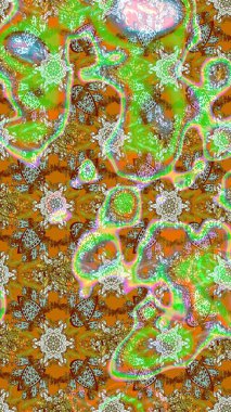 Modern yeşil, kahverengi ve nötr raster arka plan duvar kâğıdı çizgisi, desenli desenli desenli çiçekler, çiçekli süsler. Çiçekli el çizimi çizimi deseni.