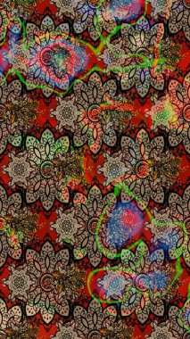 Arkaplan dokusu, duvar kağıdı, kahverengi ve bej renkli çiçek teması. Soyut etnik raster çizim kalıbı. Kabile sanatı boho baskısı, klasik çiçek arkaplanı.