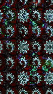 Düz Çiçek Elementleri Tasarımı. Siyah ve kahverengi renkli şirin çiçek desenleri. Raster Modaya uygun kumaş deseni. Renkli Bahar Teması çizim şablonu.