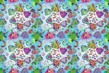 Kusursuz. Çiçekli yaz çiçekleri. Küçük çiçekte güzel bir desen. Küçük renkli çiçekler. Motley illüstrasyonu. Moda baskıları için zarif bir şablon.