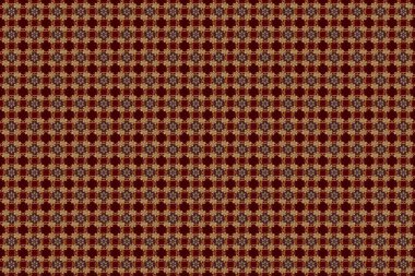 Yeni yıl kar tanesi. Düz kar karalama ikonları, yılbaşı afişi için kar taneleri silueti, kartlar. Kahverengi, kırmızı ve bej renkler üzerine şirin soyut kar tanesi raster tasarımı.