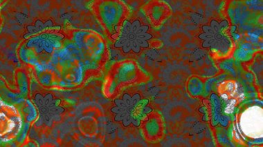 Raster düz çiçek çizim deseni. Hediye ambalaj kağıdı, tebrik kartları, posterler ve pankart tasarımı. Kahverengi ve gri renkte çiçekler.