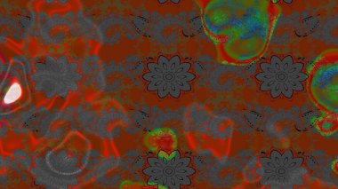 Kahverengi ve gri renkli çiçekler. El çizimi çiçekli soyut çizim kalıbı. Raster illüstrasyonu.