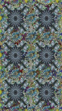 Gri kıvırcık çiçekler gri renkte şekillenir. Klasik çiçek tasarımı elementleri. Raster illüstrasyonu.