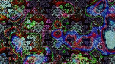 Floral sketch pattern background, with strokes and splashes, summer flowers. Raster illustration. Flowers on black and blue colors.