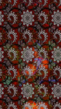 Düz Çiçek Elementleri Tasarımı. Sevimli çiçek raster deseni. Modaya uygun kumaş deseni. Renkli Yaz Teması çizim şablonu.