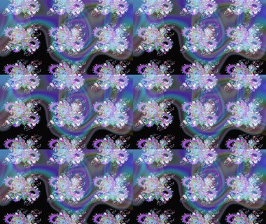 Düz Çiçek Elementleri Tasarımı. Renkli Bahar Teması eskiz kalıbı. Süslü kumaş deseni. Raster illüstrasyonunda çiçek deseni çizimi.