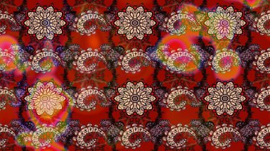 Renkli Yaz Temalı eskiz kalıbı. Güzel kumaş deseni. Düz Çiçek Elementleri Tasarımı. Raster illüstrasyonunda çiçek deseni çizimi.