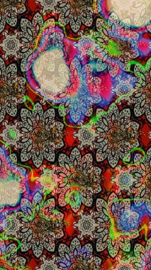 Raster illüstrasyonundaki çiçek desenli çizim. Suluboya tarzında gri ve nötr renkte çiçekler.