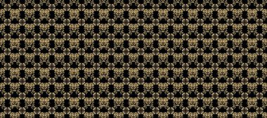 Kahverengi, siyah ve bej renklerde altın rengi ve altın elementler. Kusursuz damaske klasik altın desen. Raster illüstrasyonu. Tekrarlayan ögelerle soyut arkaplan Raster.