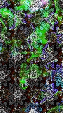 Kumaş desenli papatya çiçeği detayı. Gri renkli çiçekler.