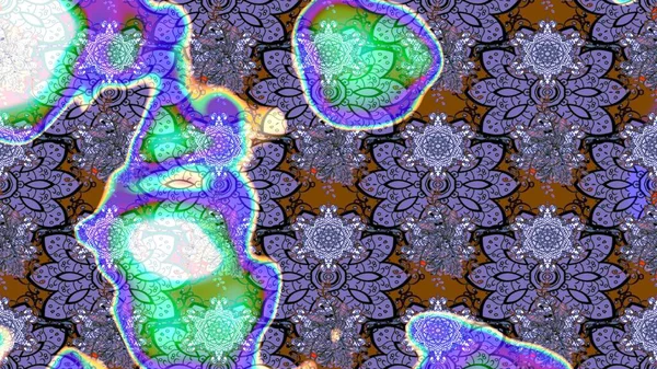 Renkli Bahar Teması eskiz kalıbı. Raster illüstrasyonu. Düz Çiçek Elementleri Tasarımı. Menekşe renginde zarif çiçekler ve suluboya..