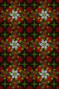 Düz Çiçek Elementleri Tasarımı. Raster kusursuz. Güzel kumaş deseni. Çiçek deseni. Renkli Bahar Teması Kusursuz Arkaplan.