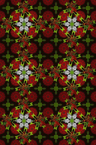 Düz Çiçek Elementleri Tasarımı. Raster kusursuz. Güzel kumaş deseni. Çiçek deseni. Renkli Bahar Teması Kusursuz Arkaplan.