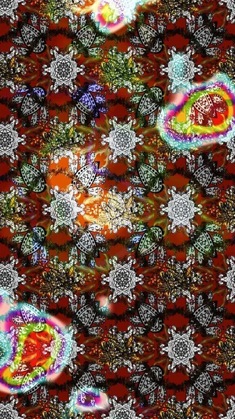 Raster Henna dövme stili. Etnik Mandala süsü. Kızılderili desenli desenli desenli şal deseni. Tekstil, tebrik kartı, boyama kitabı, telefon kılıfı baskısı için kullanılabilir.