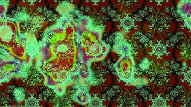 Modern stil dokusu. Çiçek desenli raster, yeşil ve kahverengi çizgi grafik deseni soyut raster arkaplan.