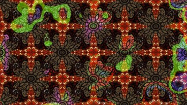 Tekstil, kumaş, ambalaj, hatıra defteri için hoş bir çiçek arkaplanı. Çocuksu tasarım. Kahverengi arka planda. Elle çizilmiş karalama çiçekleri ile Raster çizim deseni.