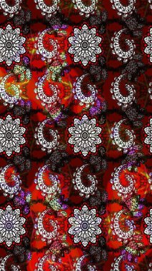 Küçük çiçekteki sevimli çiçek deseni. Kırmızı ve siyah renkte çiçekler.