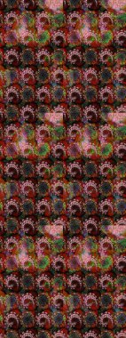 Vadinin çiçekleri kahverengi ve siyah renklerde. Çiçeksel çizim kalıbının çizimi.