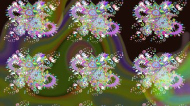 Raster illüstrasyonu. Yeşil ve gri renklerde. Anti-stres için Raster soyut şablon sayfası.