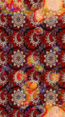 Sevimli çiçek raster deseni. Modaya uygun kumaş deseni. Renkli Yaz Temalı eskiz kalıbı. Düz Çiçek Elementleri Tasarımı.