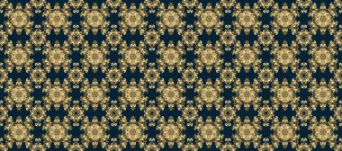 Raster klasik barok çiçeksiz altın desenli. Süslü dekorasyon. Altın elementlerle mavi ve kahverengi renklerde altın desen. Lüks, kraliyet ve Viktorya dönemi konsepti.