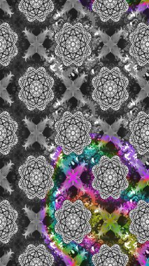 Klasik çiçek tasarımı elementleri. Raster illüstrasyonu. Siyah ve gri kıvırcık çiçekler siyah ve gri renklerde şekillenir.