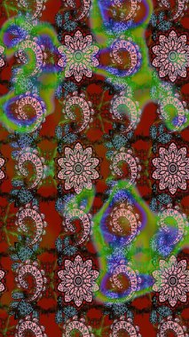 Kullanılabilir Tekstil, tebrik kartı, boyama kitabı, telefon durumda yazdırma için. Hint çiçek desenli madalyon desen. Raster kına dövme tarzı. Etnik Mandala süsleme.