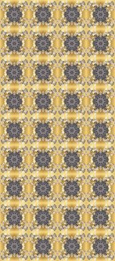 Klasik raster şablonu. Tekrarlayan elementlerle kusursuz soyut arkaplan. Bej, gri ve sarı ve altın desenli.