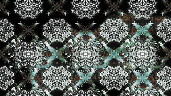 Çiçekli karalama şeklinde Raster çiçek deseni. Gri renkte yaz çiçekleri. Raster illüstrasyonu.